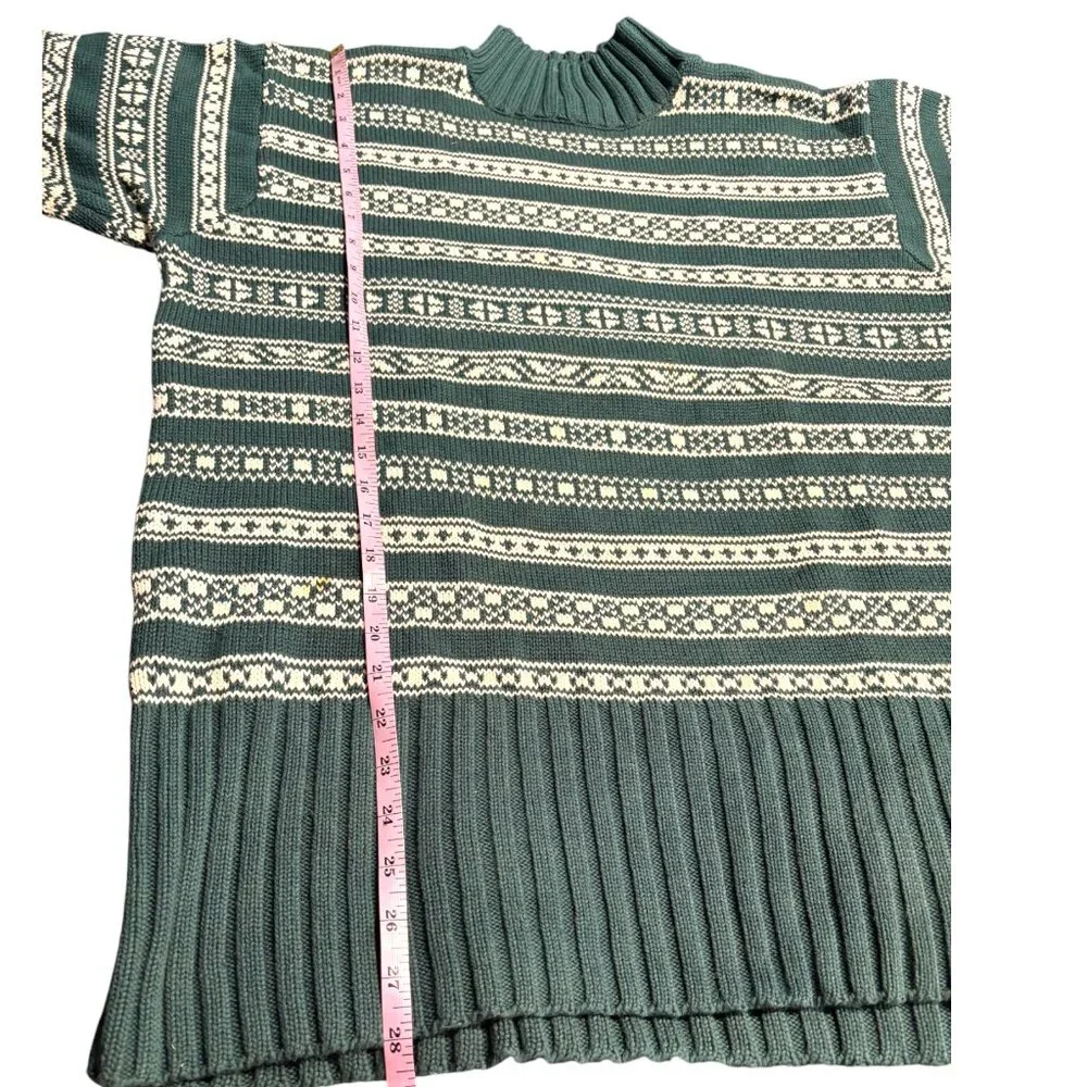 Vtg Gap Snowflake‎ Mock Neck Sweater Sz Large Green Women's Y2K